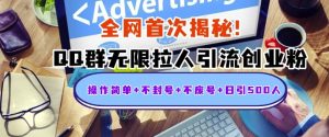 独家解密：QQ群无限拉人引流创业粉，操作简单+不封号+不废号+日引500+--皓收集 | 网创宝典