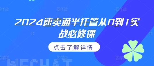 2024速卖通半托管从0到1实战必修课，掌握通投广告打法、熟悉速卖通半托管的政策细节-皓收集 | 网创宝典