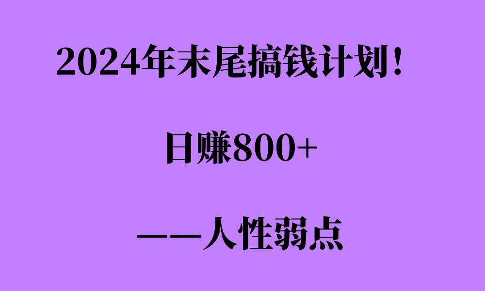 2024年末尾搞钱计划，男粉项目，人性弱点，日入多张-皓收集 | 网创宝典