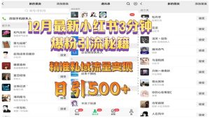 12月最新小红书3分钟爆粉引流秘籍 精准私域流量变现 日引500+--皓收集 | 网创宝典