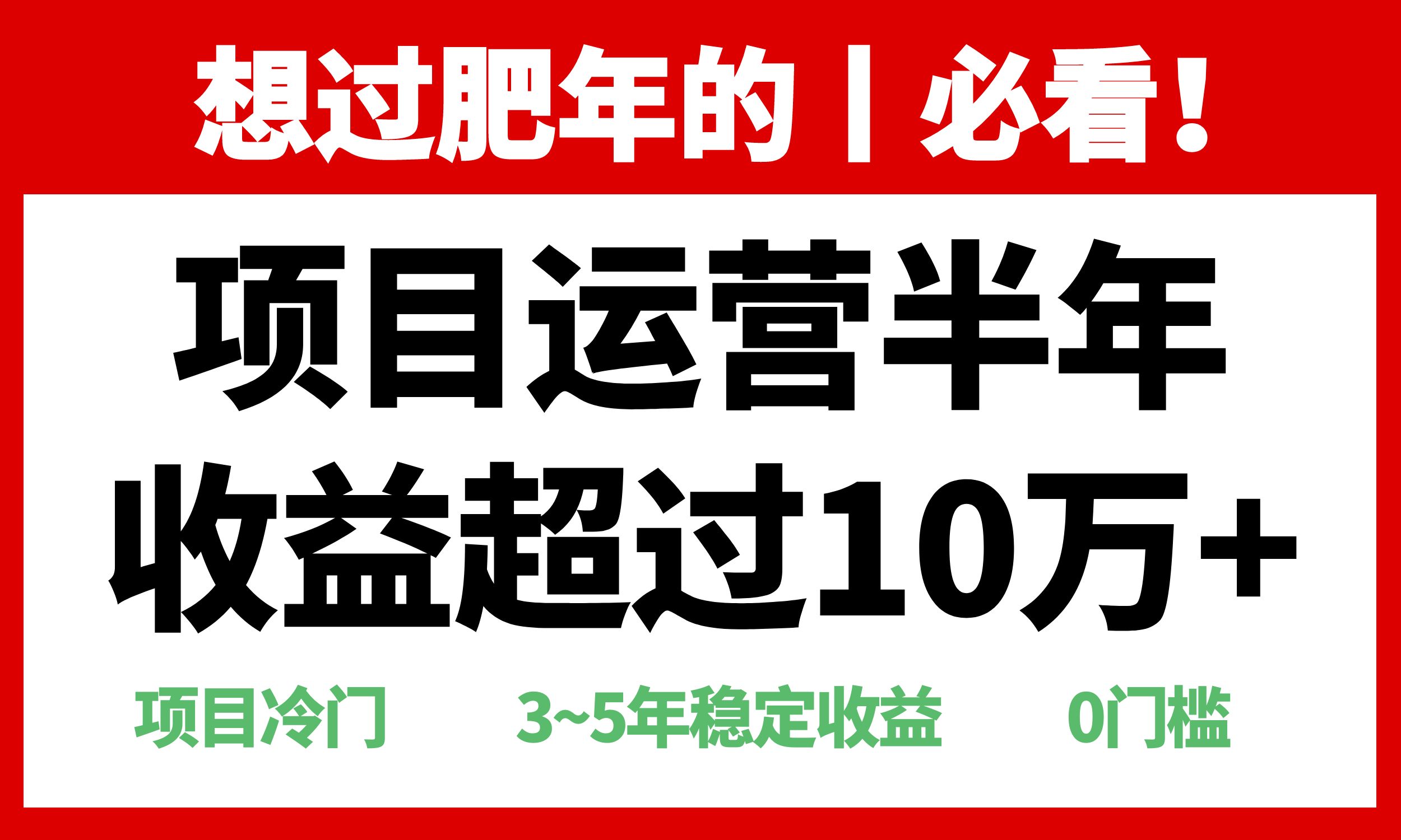 年前过肥年的必看的超冷门项目，半年收益超过10万+-皓收集 | 网创宝典