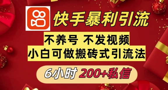 利用快手平台6小时不到200+私信，不发视频不养号-皓收集 | 网创宝典