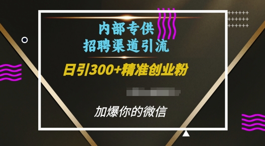 内部招聘渠道日引流300+创业粉，加爆你的微信【揭秘】-皓收集 | 网创宝典