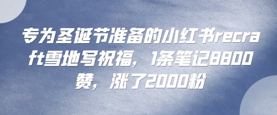 专为圣诞节准备的小红书recraft雪地写祝福，1条笔记8800赞，涨了2000粉-皓收集 | 网创宝典