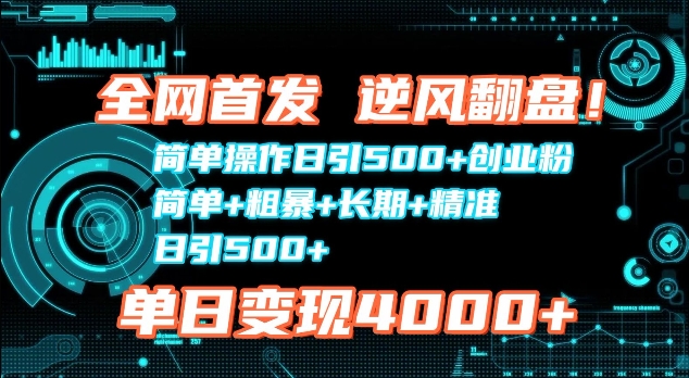 全网首发，简单操作日引500+创业粉，简单+粗暴+长期+精准-皓收集 | 网创宝典