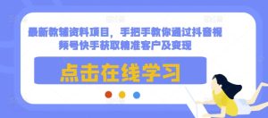 最新教辅资料项目，手把手教你通过抖音视频号快手获取精准客户及变现--皓收集 | 网创宝典