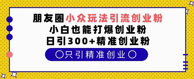 朋友圈小众玩法引流创业粉，小白也能打爆创业粉，日引300+精准创业粉【揭秘】-皓收集 | 网创宝典