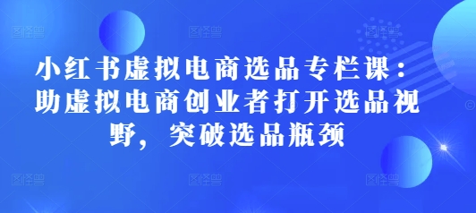 小红书虚拟电商选品专栏课：助虚拟电商创业者打开选品视野，突破选品瓶颈-皓收集 | 网创宝典