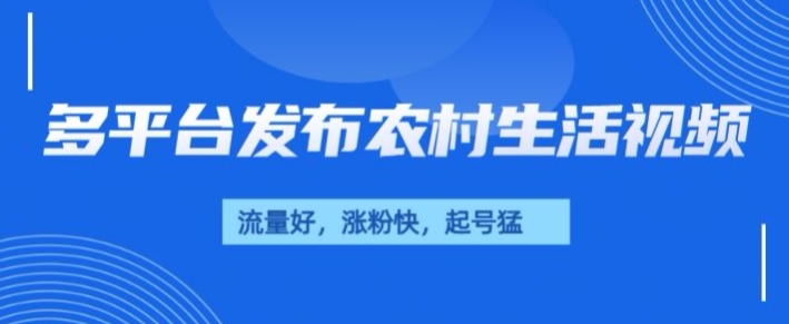 治愈系农村生活视频，多平台发布，流量好，起号快-皓收集 | 网创宝典