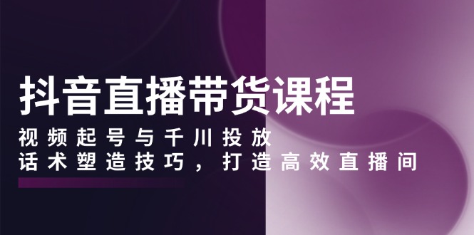 抖音直播带货课程，视频起号与千川投放，话术塑造技巧，打造高效直播间-皓收集 | 网创宝典