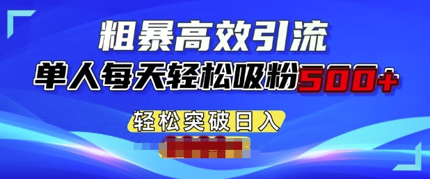 粗暴高效引流，单人每天轻松吸粉500+，轻松突破日入多张-皓收集 | 网创宝典