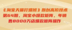 《淘宝天猫打爆班》原创高阶技术第64期，淘宝小爆款矩阵，年销售8000万店爆款矩阵操作--皓收集 | 网创宝典