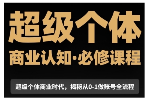 超级个体商业认知觉醒视频课，商业认知·必修课程揭秘从0-1账号全流程-皓收集 | 网创宝典