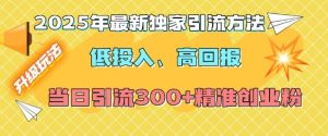 2025年最新独家引流方法，低投入高回报？当日引流300+精准创业粉--皓收集 | 网创宝典