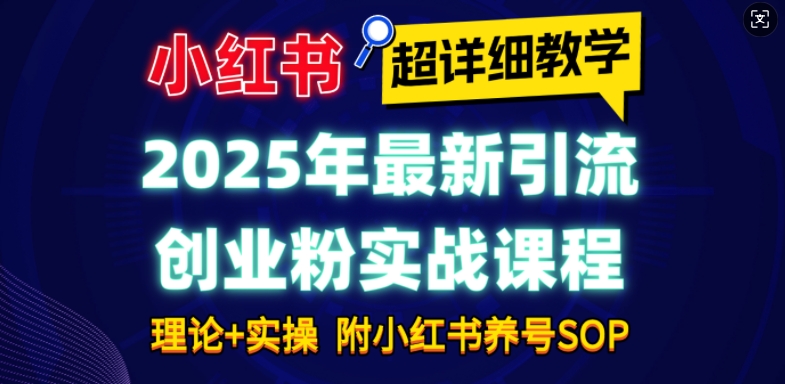 2025年最新小红书引流创业粉实战课程【超详细教学】小白轻松上手，月入1W+，附小红书养号SOP-皓收集 | 网创宝典