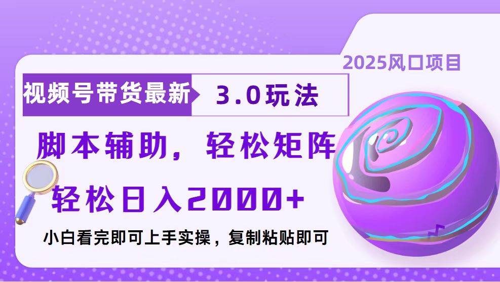 视频号带货最新3.0玩法，作品制作简单，当天起号，复制粘贴，脚本辅助…-皓收集 | 网创宝典