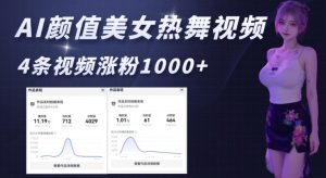 AI颜值美女热舞视频，4条视频涨粉1000+，实测6分钟一条--皓收集 | 网创宝典