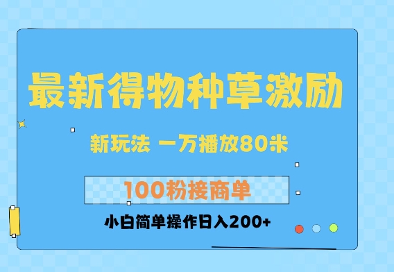 最新得物创作者收益玩法，一万播放100+，后续接广告变现，小白简单操作日入200+-皓收集 | 网创宝典