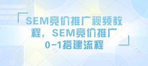 SEM竞价推广视频教程，SEM竞价推广0-1搭建流程--皓收集 | 网创宝典