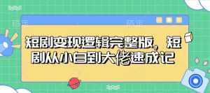短剧变现逻辑完整版，短剧从小白到大佬速成记--皓收集 | 网创宝典