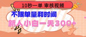 10秒一单，审核视频 ，不限单量时间，新人小白一天300+--皓收集 | 网创宝典