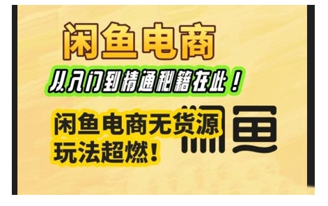 闲鱼电商实战课，从入门到精通秘籍在此，闲鱼电商无货源玩法超燃!-皓收集 | 网创宝典