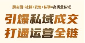 高成交私聊转化，引爆私域成交，打通运营全链--皓收集 | 网创宝典