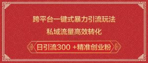 跨平台一键式暴力引流玩法，私域流量高效转化日引流300 +精准创业粉--皓收集 | 网创宝典