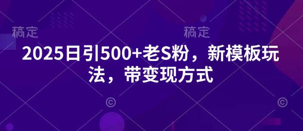 2025日引500+老S粉，新模板玩法，带变现方式-皓收集 | 网创宝典