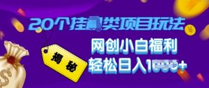 揭秘20种挂JI类项目玩法 网创小白福利轻松日入多张--皓收集 | 网创宝典