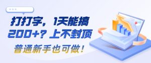 打打字，1天能搞2张+？上不封顶，普通新手也可做!--皓收集 | 网创宝典