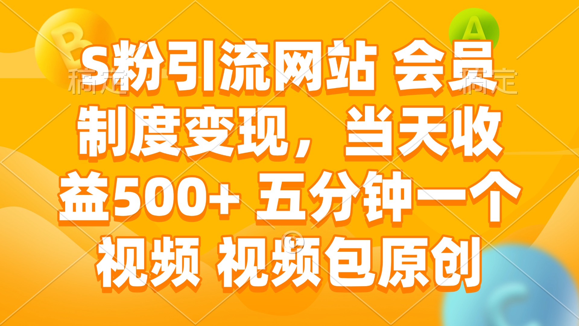 S粉引流网站 会员制度变现，当天收益500+ 五分钟一个视频 视频包原创-皓收集 | 网创宝典