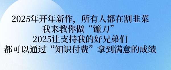 2025年开年新作，所有人都在割韭菜，我来教你做“镰刀” 2025让支持我的好兄弟们都可以通过“知识付费”拿到满意的成绩【揭秘】-皓收集 | 网创宝典