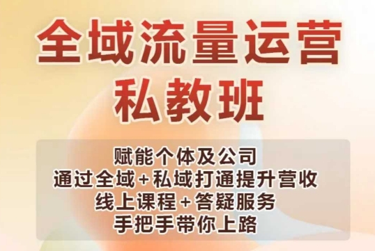 全域流量运营操盘课，赋能个体及公司通过全域+私域打通提升营收-皓收集 | 网创宝典