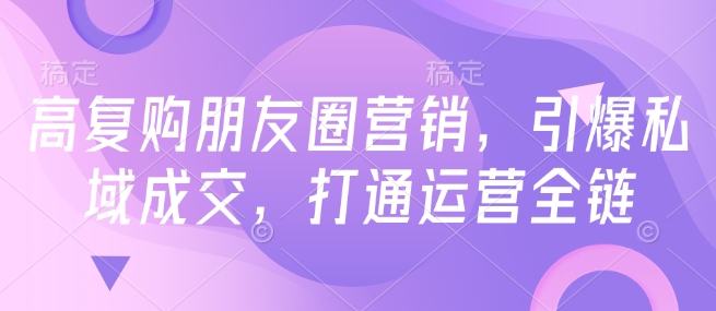 高复购朋友圈营销，引爆私域成交，打通运营全链-皓收集 | 网创宝典