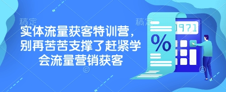 实体流量获客特训营，​别再苦苦支撑了赶紧学会流量营销获客-皓收集 | 网创宝典