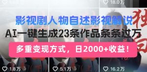 影视剧人物自述解说新玩法，AI暴力起号新姿势，23条作品条条过万，自动跑通变现闭环--皓收集 | 网创宝典