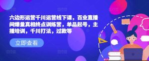 六边形运营千川运营线下课，百业直播间爆量真相终点训练营，单品起号，主播培训，千川打法，过款等--皓收集 | 网创宝典