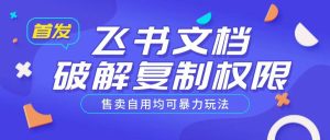 首发飞书文档破解复制权限，售卖自用均可暴力玩法--皓收集 | 网创宝典
