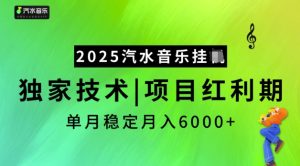 2025汽水音乐挂JI，独家技术，项目红利期，稳定月入5k【揭秘】--皓收集 | 网创宝典