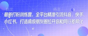 最新打粉训练营，全平台精准引流抖音、快手、小红书，打造高级朋友圈拉开你和同行差异化--皓收集 | 网创宝典