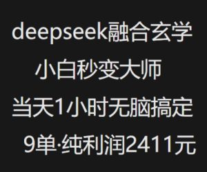 抖音小红书deepseek融合玄学，纯小白秒变大师，当天1小时无脑搞定9单，纯利润上千--皓收集 | 网创宝典