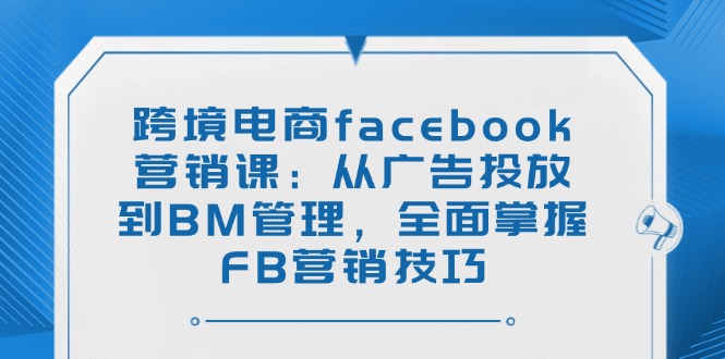 跨境电商facebook营销课：从广告投放到BM管理，全面掌握FB营销技巧-皓收集 | 网创宝典