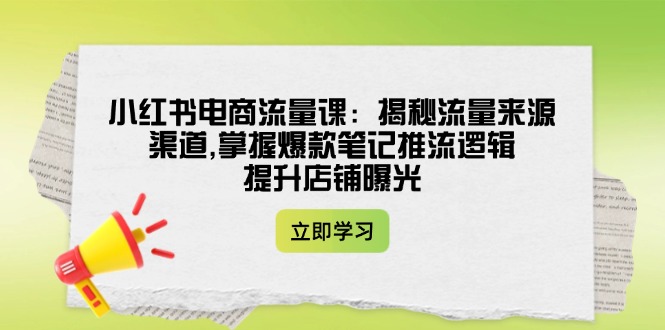 小红书电商流量课：揭秘流量来源渠道,掌握爆款笔记推流逻辑,提升店铺曝光-皓收集 | 网创宝典