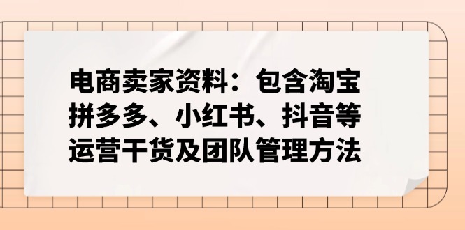 电商卖家资料：包含淘宝、拼多多、小红书、抖音等运营干货及团队管理方法-皓收集 | 网创宝典