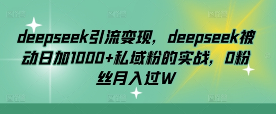 deepseek引流变现，deepseek被动日加1000+私域粉的实战，0粉丝月入过W-皓收集 | 网创宝典