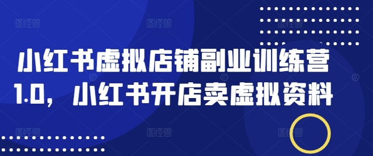 小红书虚拟店铺副业训练营1.0，小红书开店卖虚拟资料-皓收集 | 网创宝典