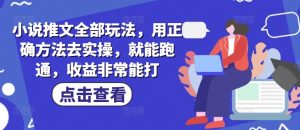 小说推文全部玩法，用正确方法去实操，就能跑通，收益非常能打--皓收集 | 网创宝典