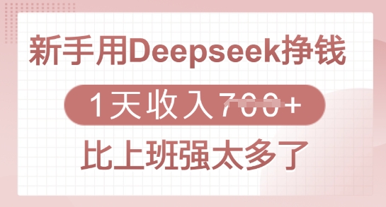 新手用Deepseek挣钱，1天收入多张，比上班强太多了-皓收集 | 网创宝典