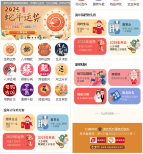 2025新版修复蛇年运势测试风水起名系统源码/八字算命/财运姻缘/周易/运势测算/塔罗牌占卜--皓收集 | 网创宝典